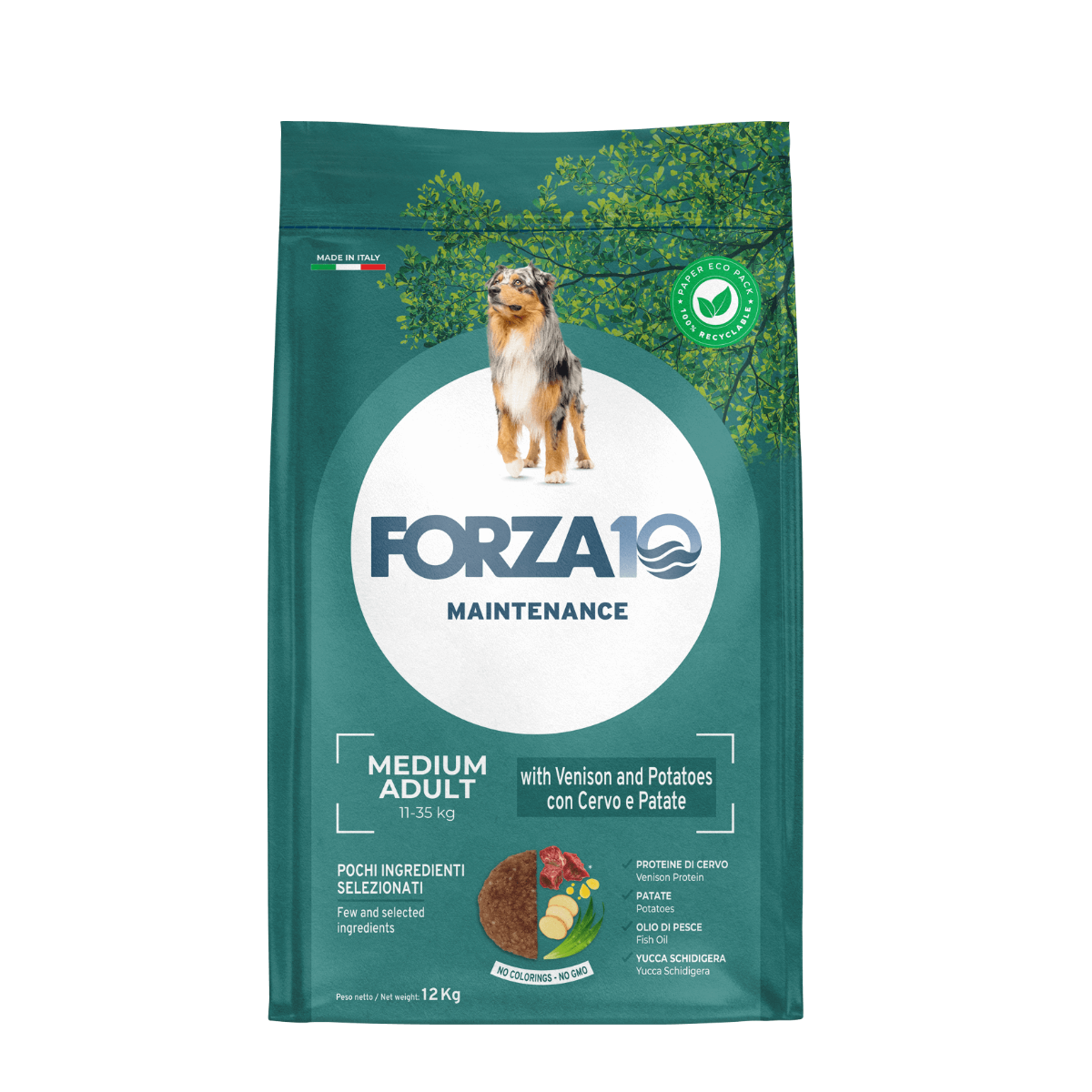 FORZA10 Maintenance Medium Adult šunims su elnienas ir bulvėmis