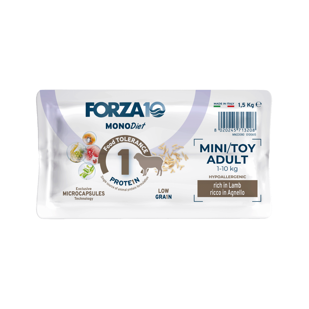 FORZA10 Toy DIET ir pilnvērtīga, sabalansēta barība ar jēru - hipoalerģiska sausā barība pašu mazāko šķirņu suņiem ar barības nepanesību.