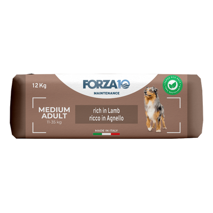 FORZA 10 Maintenance Medium Adult ar jēra gaļu - pilnvērtīga, sabalansēta ikdienas sausā barība pieaugušiem vidējo šķirņu suņiem.